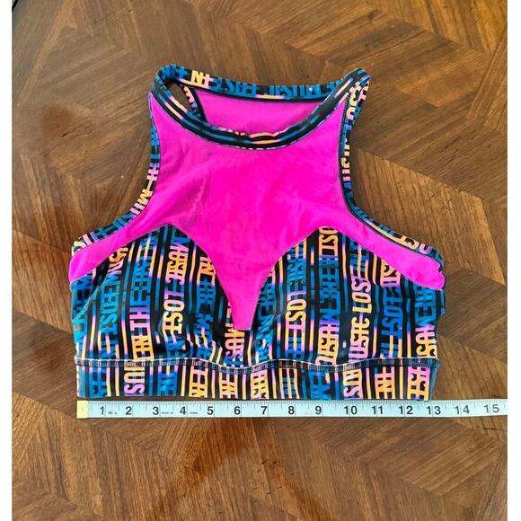 Zumba Wear Neon Pink Mesh Sports Bra and/or Crop Top Graphic Print Size M - Picture 5 of 16